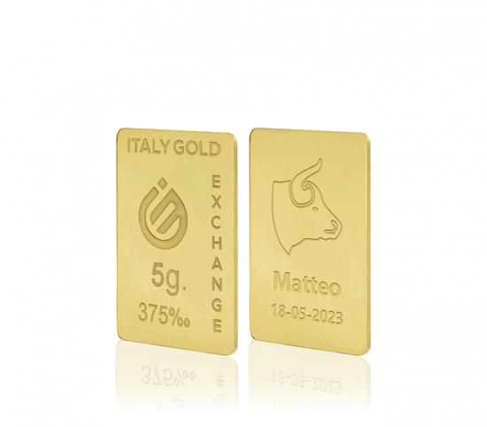 Lingote de Oro Signo del Zodíaco Tauro 9 Kt de 5 g. IGE GOLD
